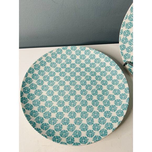 (5) Mainstays Aqua Teal White Dinner Plates 10.25 Inch Diameter Great Condition - Picture 11 of 12